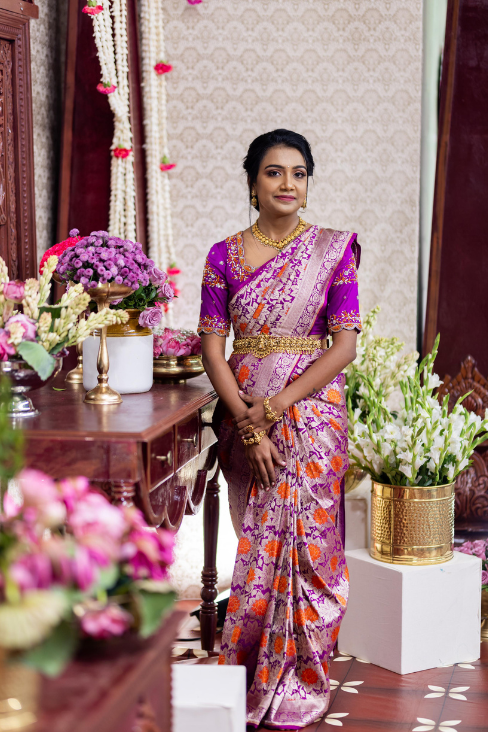 Champagne Gold Tissue Handcrafted Saree